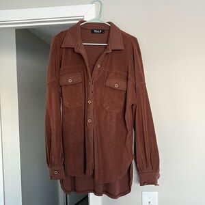 Adorable chocolate brown jacket.  Super soft!